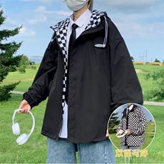 两面穿连帽外套男士潮牌春秋ins港风嘻哈夹克休闲韩版潮流痞帅，男装夹克，星座1013