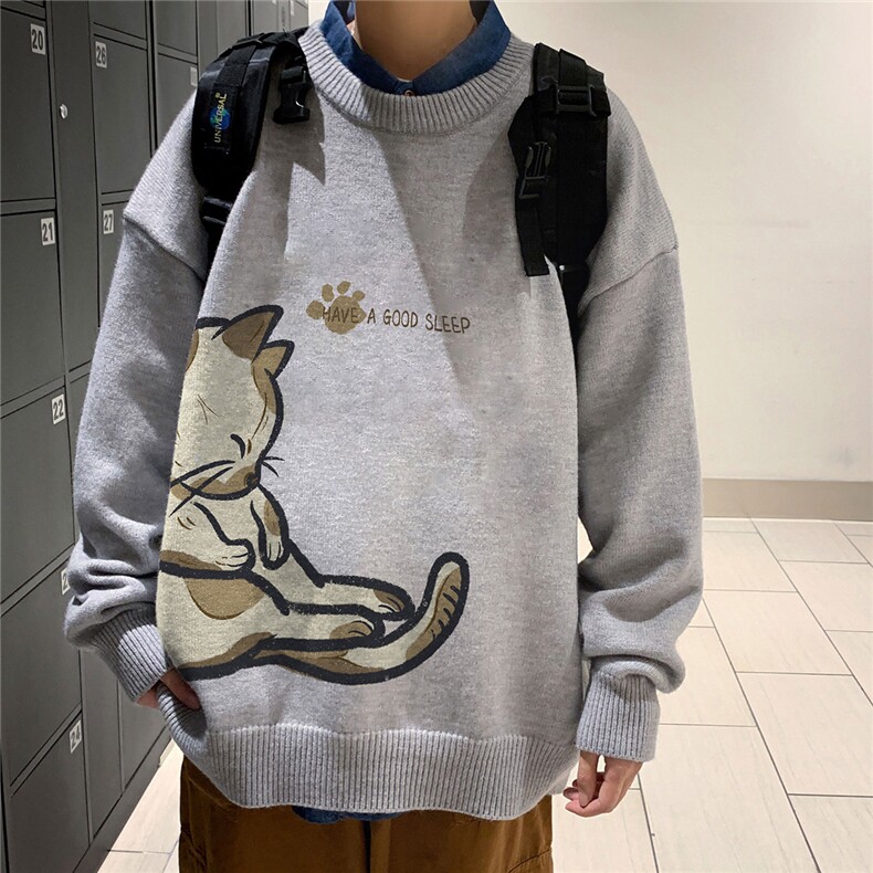 1港风圆领套头中性潮流大码M-5XL印花针织毛衣男7783P55加绒P70,男装针织衫/毛衣,星座226-2