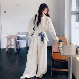 现货！丝带不规则衬衫+长裤时尚套装2C118-T830P165控238图片