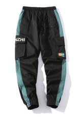 7XL-M2023春季新款休闲工装长裤男宽松撞色拼接束脚裤加肥加大码，男装休闲裤，钱塘717(原712)