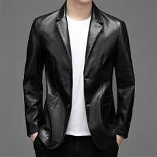 皮衣男秋商务休闲西服外套男士中年皮夹克外套韩版MY1819-P150，男装皮衣，电商B212（原钱塘6029）