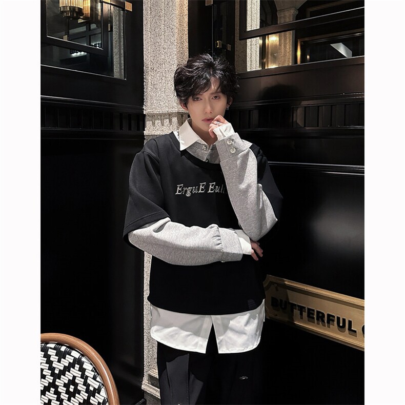 现货25秋冬男士一件顶三件套头衬衫领卫衣WY50-P98,男装卫衣,电商B288