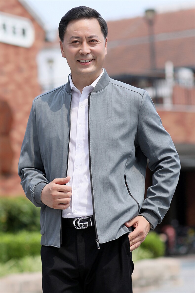 男士2023年秋季新款长袖薄款商务休闲拉链夹克棒球领潮流男装,男装夹克,电商B212（原钱塘6029）