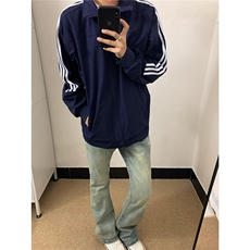 藏青色运动条纹外套男款秋季三条杠短款立领棒球服户外机能风夹克，男装夹克，星座506A