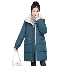 加厚保暖羽绒棉服女中长款2025冬季新款韩版宽松连帽休闲棉袄外套，女装棉衣/棉服，牡丹诺