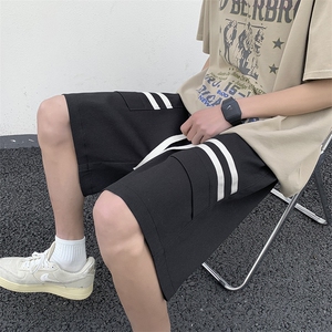港风竖条梭织运动休闲裤高街五分裤宽松直通短裤DK232 P38图片