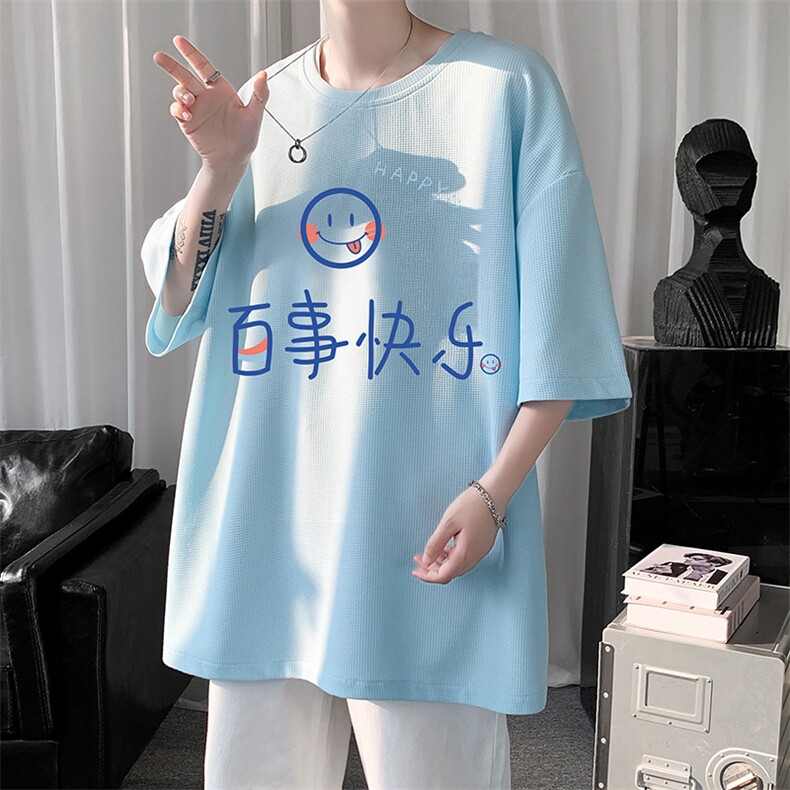 HT73183-P22华夫格t恤男短袖男大码五分袖短句风,男装T恤,电商A040