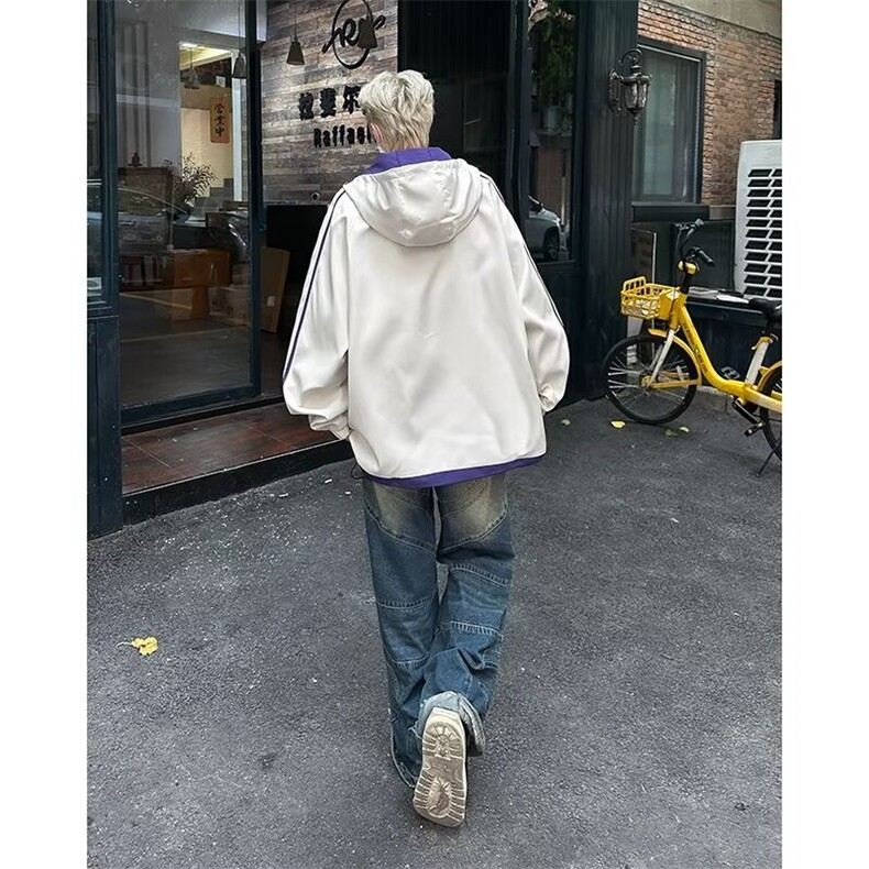 常规款青少年拼色连帽冲锋衣外套男潮牌长袖外穿纯色JK019/P64,男装夹克,星座506