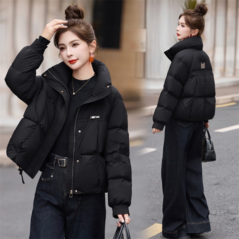 短款羽绒服女2024冬季新款小个子欧货宽松洋气红色加厚立领面包服,女装羽绒服,艾尚靓装