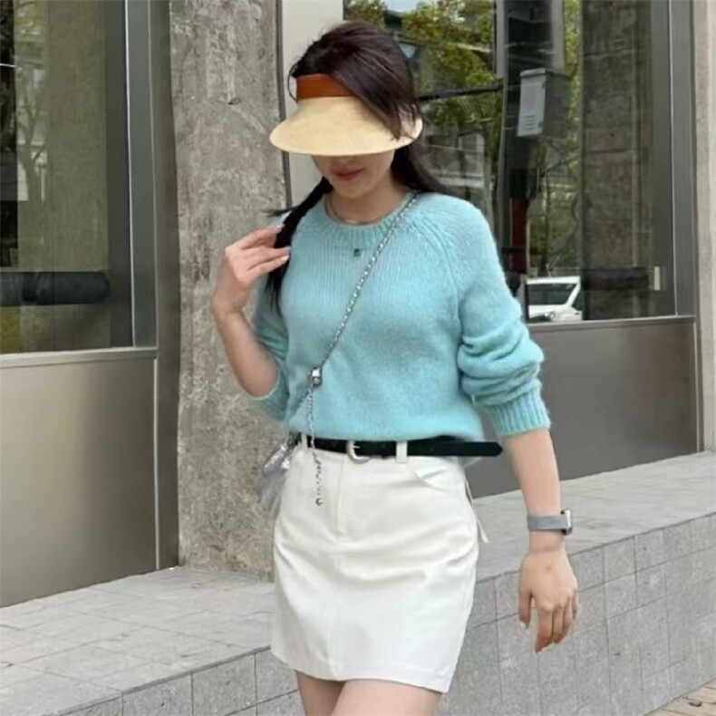 毛衣女套头秋冬宽松针织打底短款显瘦保暖羊毛衫,女装羊毛衫,旭驰羊绒