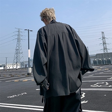 中性风长袖衬衣氛围感风不规则宽松衬衫垂感45440-p50，男装衬衫，星座1008
