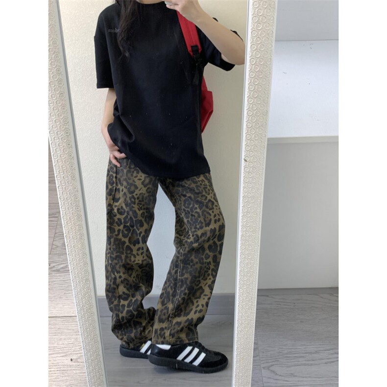 美式高街豹纹工装裤女宽松阔腿牛仔裤男夏季休闲裤子NT10,男装牛仔裤,星座1116A（原606A-3）
