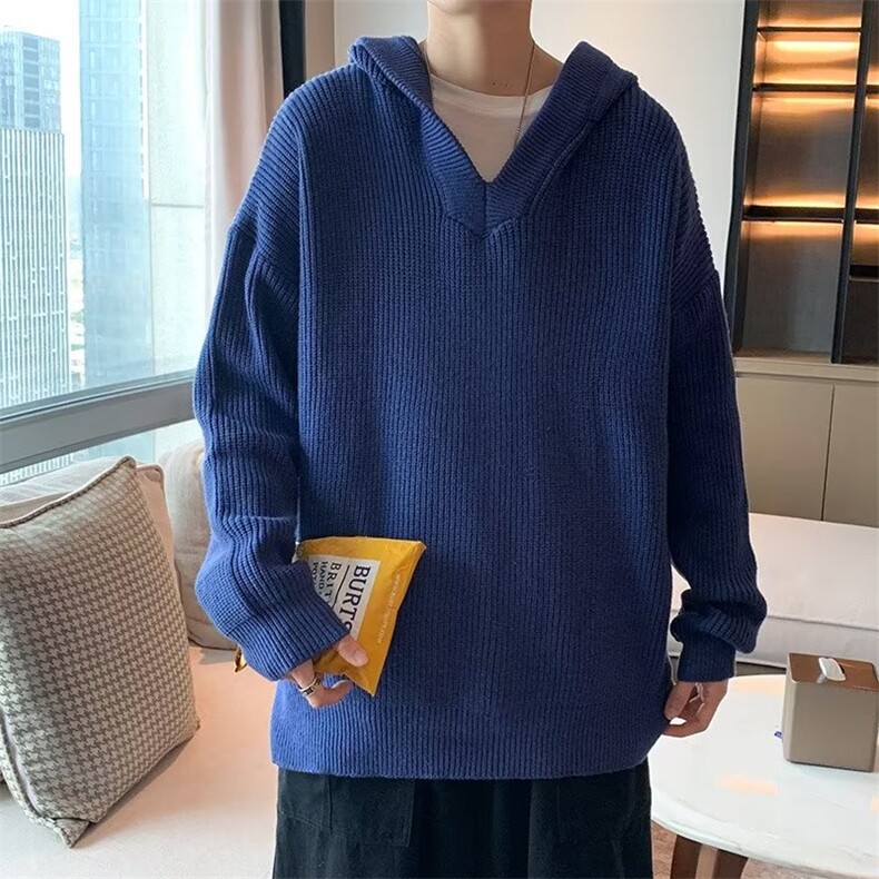 秋冬季连帽毛衣男百搭套头宽松潮牌港风日系休闲外套MY96P43,男装针织衫/毛衣,星座410-2
