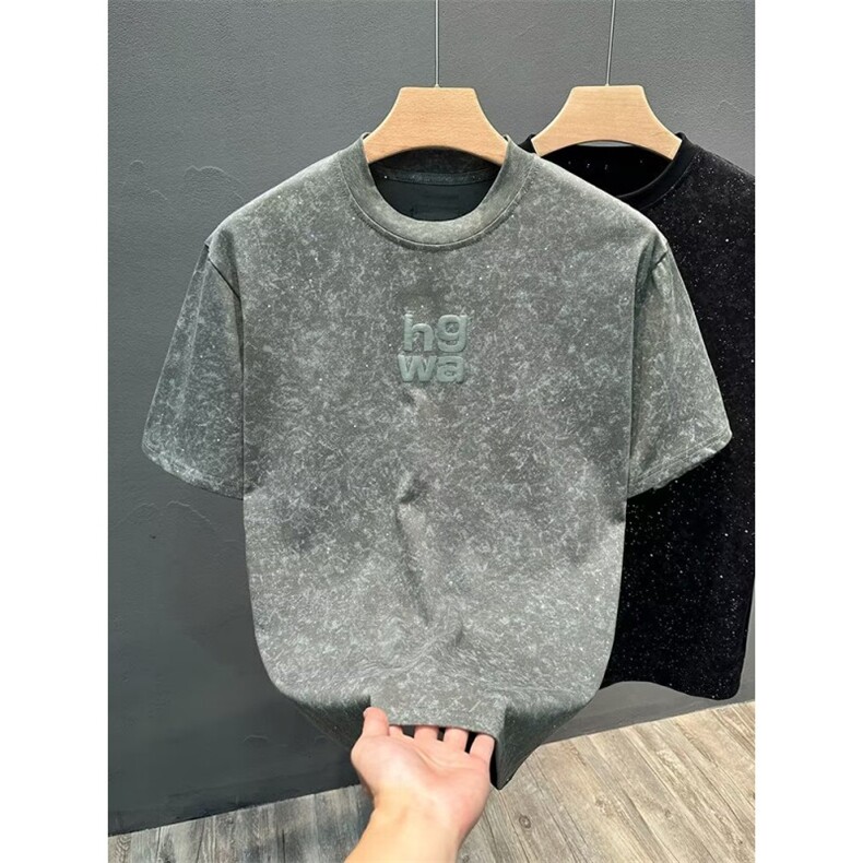 夏季新款水洗棉大板男高质量工艺短袖t恤圆领韩版休闲百搭上衣男，男装T恤，星座1013