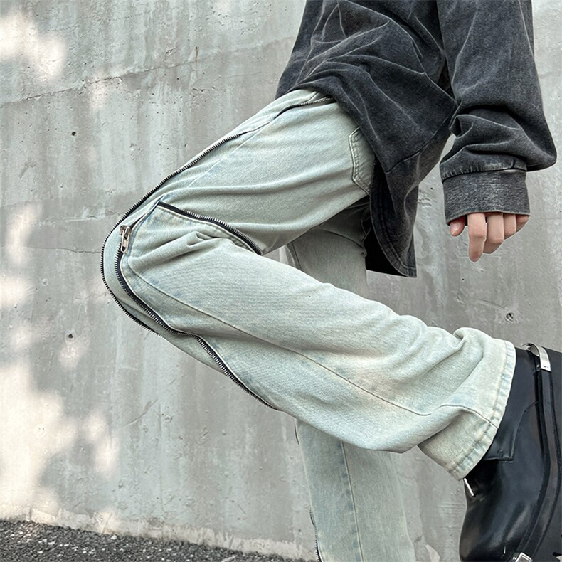 秋季美式ins小众vibe高街拉链牛仔裤货号K2311P65,男装牛仔裤,电商A063