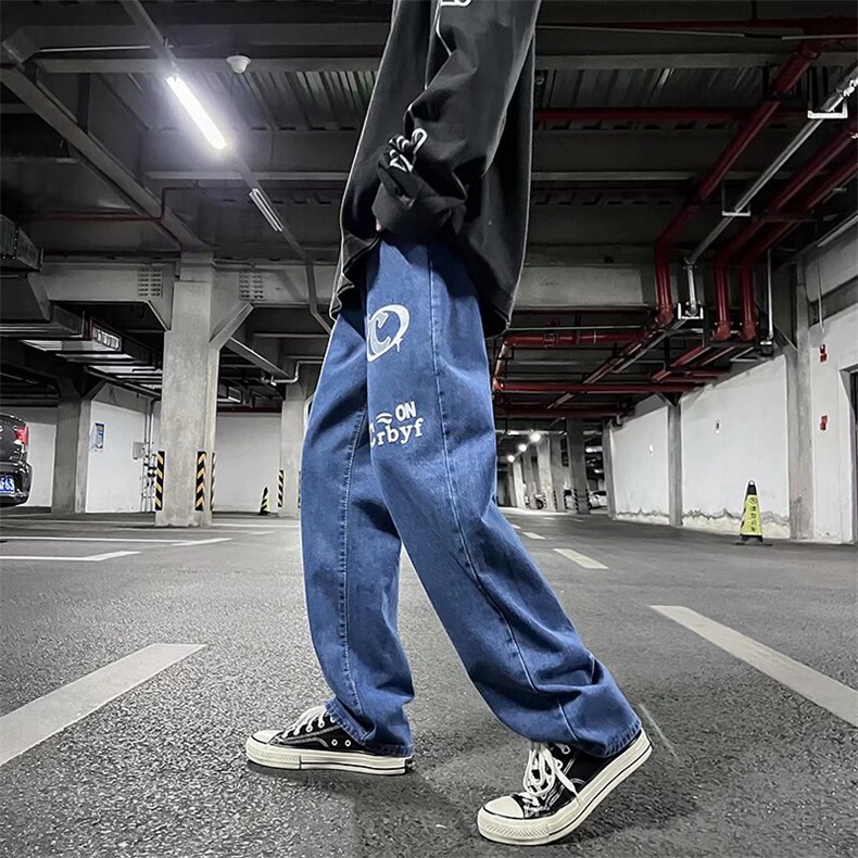 欧美hiphop裤子高街ins潮牌设计感牛仔裤N1233P38,男装牛仔裤,星座1116-2