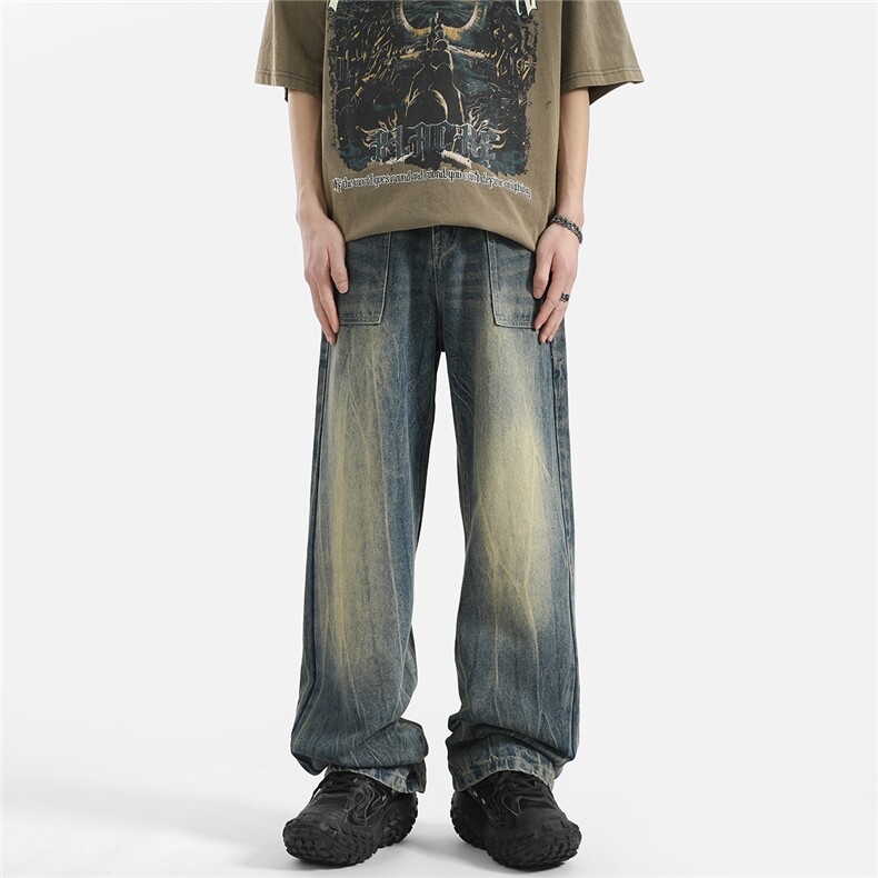 xz905-2-Z023#P65-（控98）扎花工艺高街美式水洗牛仔裤，男装牛仔裤，星座905-2