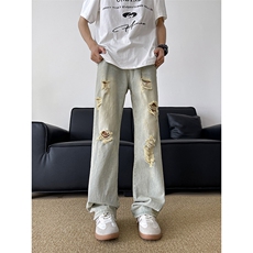 美式高街ins小众破洞牛仔裤货号K755P6078，男装牛仔裤，电商A063