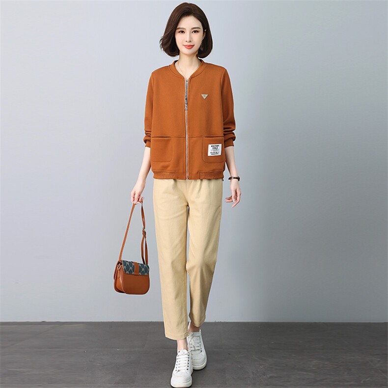 2025春秋中年妈妈外套女卫衣套装女装运动服开衫上衣,女装套装/套裙,忆绮罗
