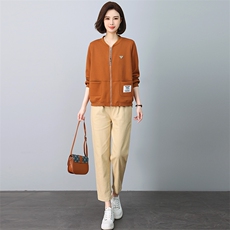 2025春秋中年妈妈外套女卫衣套装女装运动服开衫上衣，女装套装/套裙，忆绮罗