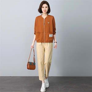 2025春秋中年妈妈外套女卫衣套装女装运动服开衫上衣图片