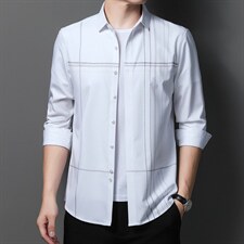C2232男式2023秋季新款长袖竹纤维纯色衬衫修身免烫衬衣P66，男装衬衫，电商B360