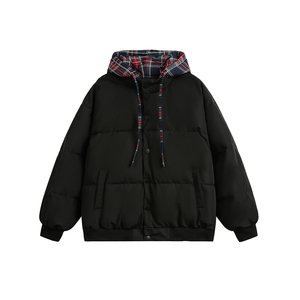 基础休闲格子拼接棉服-5716-238图片