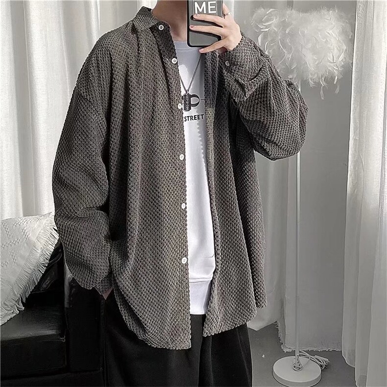 日系长袖衬衫男士潮流宽松痞帅休闲外套C8024P42,男装衬衫,星座1116-2