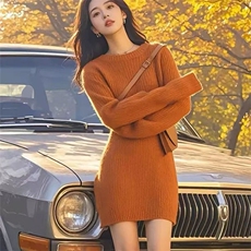 2025年秋季时尚百搭通勤简约休闲包臀裙，女装连衣裙，萱芳婷羊绒