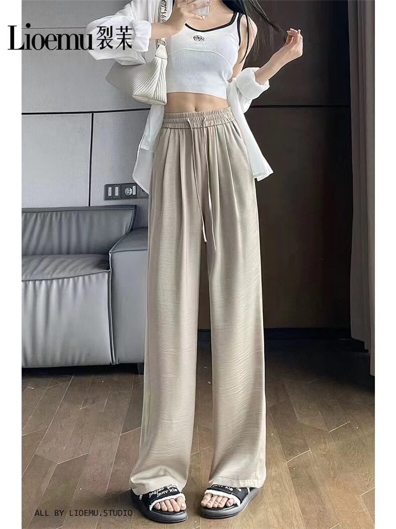 抓花阔腿裤抓花纹理时尚百搭宽松,女装休闲裤,素语电商供货