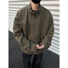 春季复古重磅水洗帆布哈灵顿外套男立领设计感休闲夹克JK1168-P98，男装夹克，星座1103-3