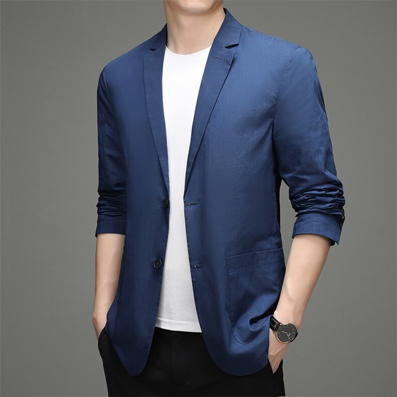 单排扣长袖时尚春季2023年翻领口袋中老年上衣西服YYA6628803,男装西服,钱塘6003（原4033）