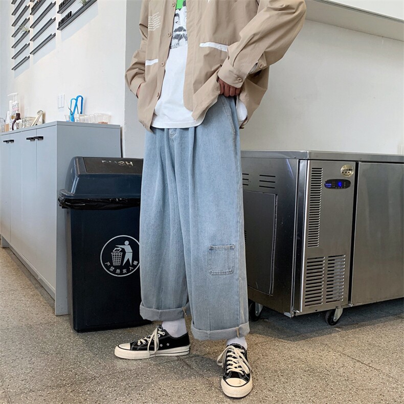 20港风秋款男牛仔裤宽松工装休闲潮直筒裤nk805P45,男装牛仔裤,星座1013-1