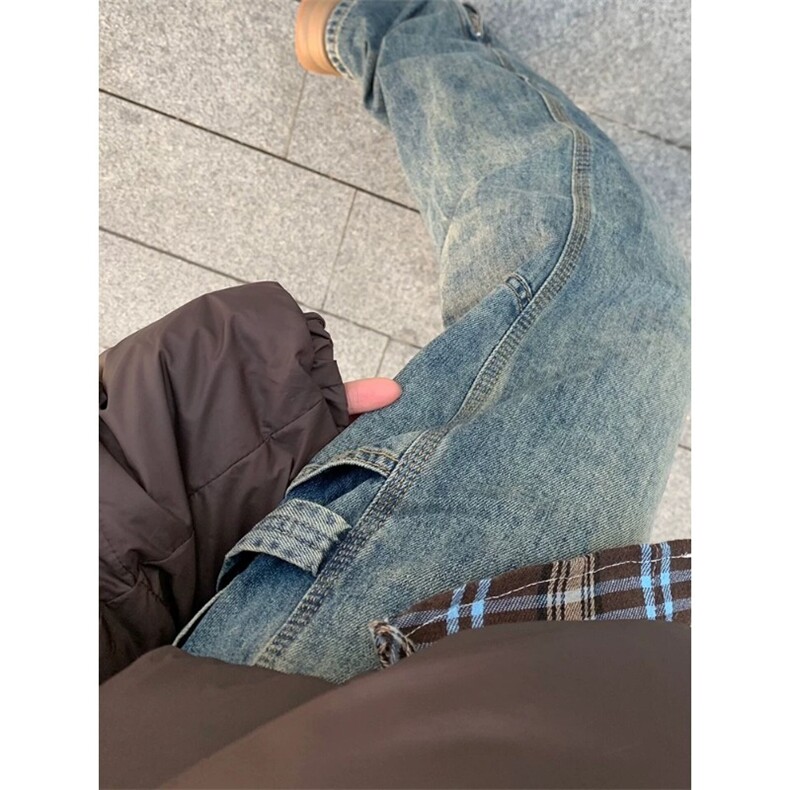 美式复古做旧牛仔裤男女高街潮牌设计感工装长裤N7268-P40,男装牛仔裤,星座208-5