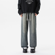 8XL-M牛仔裤美式潮牌复古水洗做旧特大码直筒宽松长裤NZ9009/P58，男装牛仔裤，电商B238