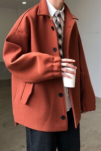 冬款加厚呢料短款贴袋纯色保暖男士呢外套棉衣A071-Y03-P115，男装风衣，电商A071