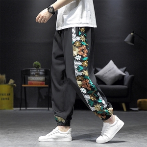 风冰丝潮刺绣男休闲裤宽松束脚运动裤休闲长裤019-p70，男装休闲裤，星座816-2（原B366-1）