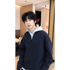 拼色假两件休闲简约卫衣日系文艺学院风时尚上衣HY709TP48，男装卫衣，电商A102B