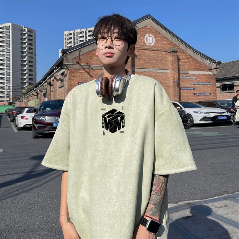 麂皮绒！重磅麂皮绒短袖t恤男JPDX205-特P19控38,男装T恤,电商B367