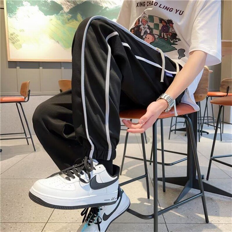 潮哈伦裤时尚潮牌长裤休闲裤男新款夏季纽扣装饰宽松型KK053-35,男装休闲裤,星座911-3