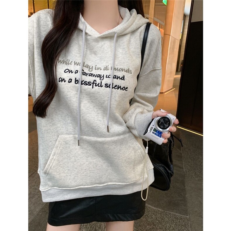 C0240-P55美式灰色连帽卫衣外套女刺绣加绒加厚P65,女装卫衣/绒衫,星座617A-2