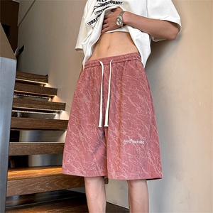 短裤男夏季新款港风宽松扎染灯芯绒五分裤DK3021-P28图片