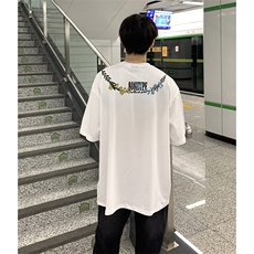 万针全刺绣解构设计260克重磅双纱纯棉高品质美式高街短袖T恤特33，男装T恤，电商A486-1