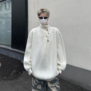 不规则纽扣设计感高领毛衣男韩系潮牌痞帅针织衫上衣MY377/P64图片