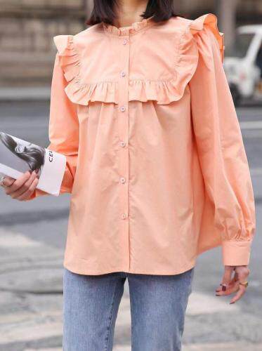 春款木耳边衬衫上衣，女装衬衫，魅力布梵