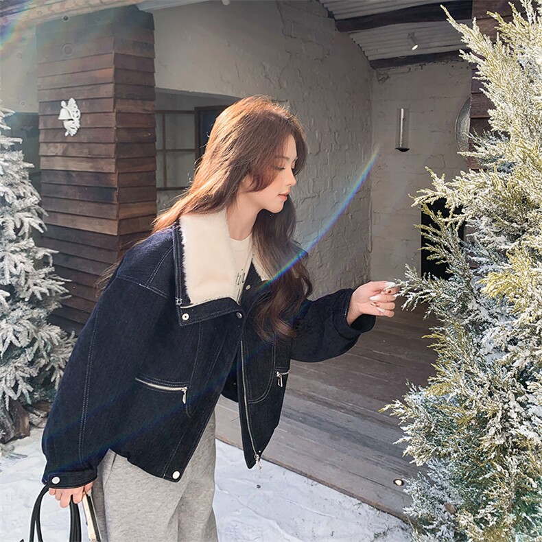 磨毛牛仔加厚外套P240K360,女装短外套,2D015
