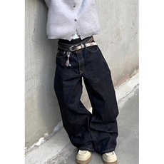 原牛黑阔腿牛仔裤休闲宽松丹宁直筒cleanfit长裤子男N1218，男装牛仔裤，星座1116A（原606A-3）