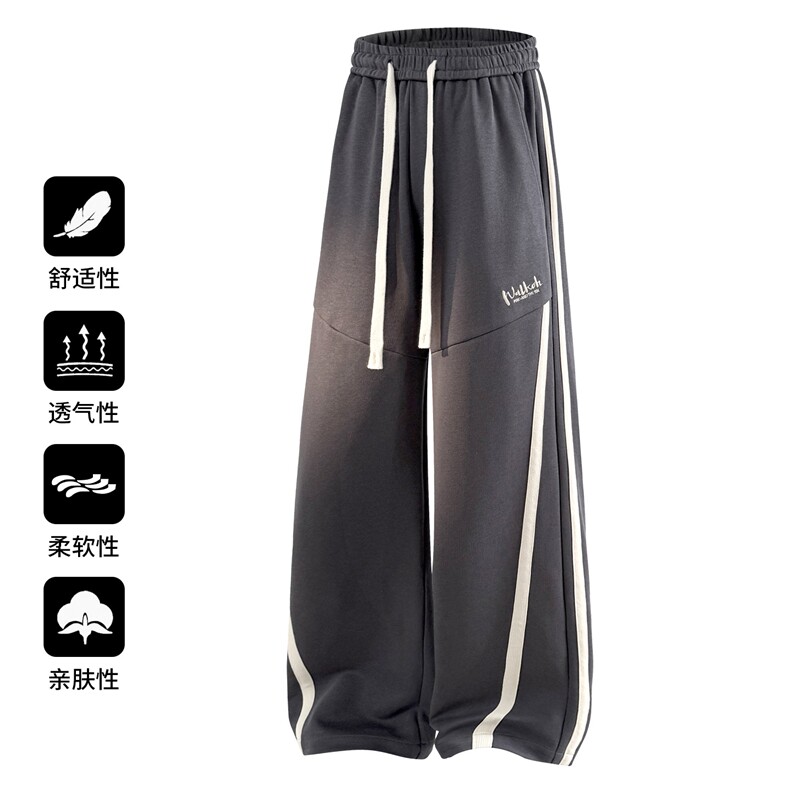 得物立体大码简约弯刀裤直筒休闲裤秋季宽松裤A436-2576-特P40,男装休闲裤,电商A436
