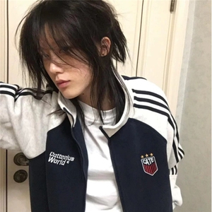W10315-P48 网图现货 高质量重磅华棉开衫刺绣卫衣棒球服夹克图片