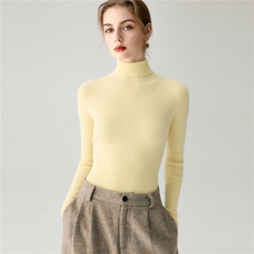 2025年秋季时尚百搭通勤简约休闲抽条高领，女装羊绒衫，戎禾素